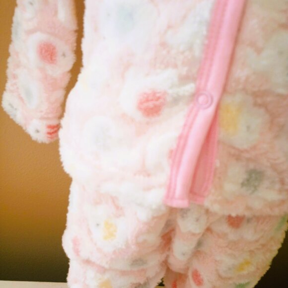 Duck Duck Goose Plush 2 Piece Set 3-6m Baby Girl Pink Fleece Footed & Hooded NWT - Picture 3 of 12